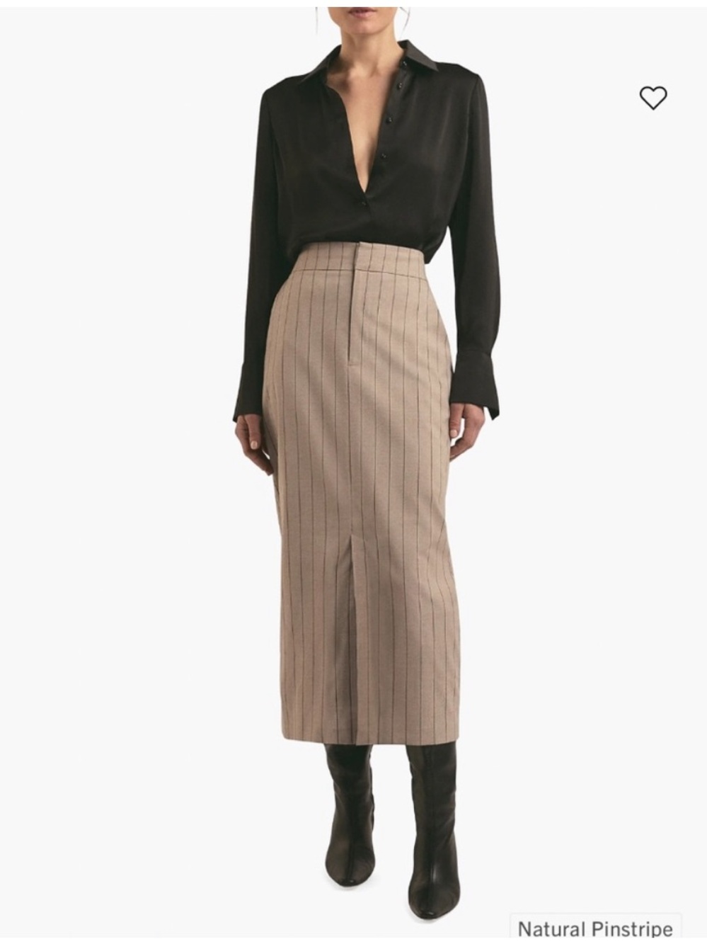 Favorite Daughter Natural Pinstripe Midi Skirt in Beige
